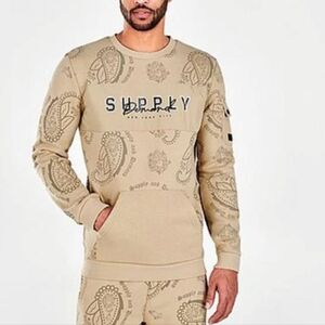 NWT Supply & Demand paisley spray crew neck pocket sweatshirt Size‎ small